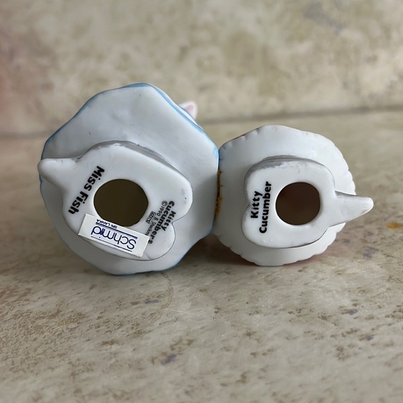 Vintage Schmid Kitty Cucumber Figurine Miss Fish Back to School 1990 - Picture 4 of 6